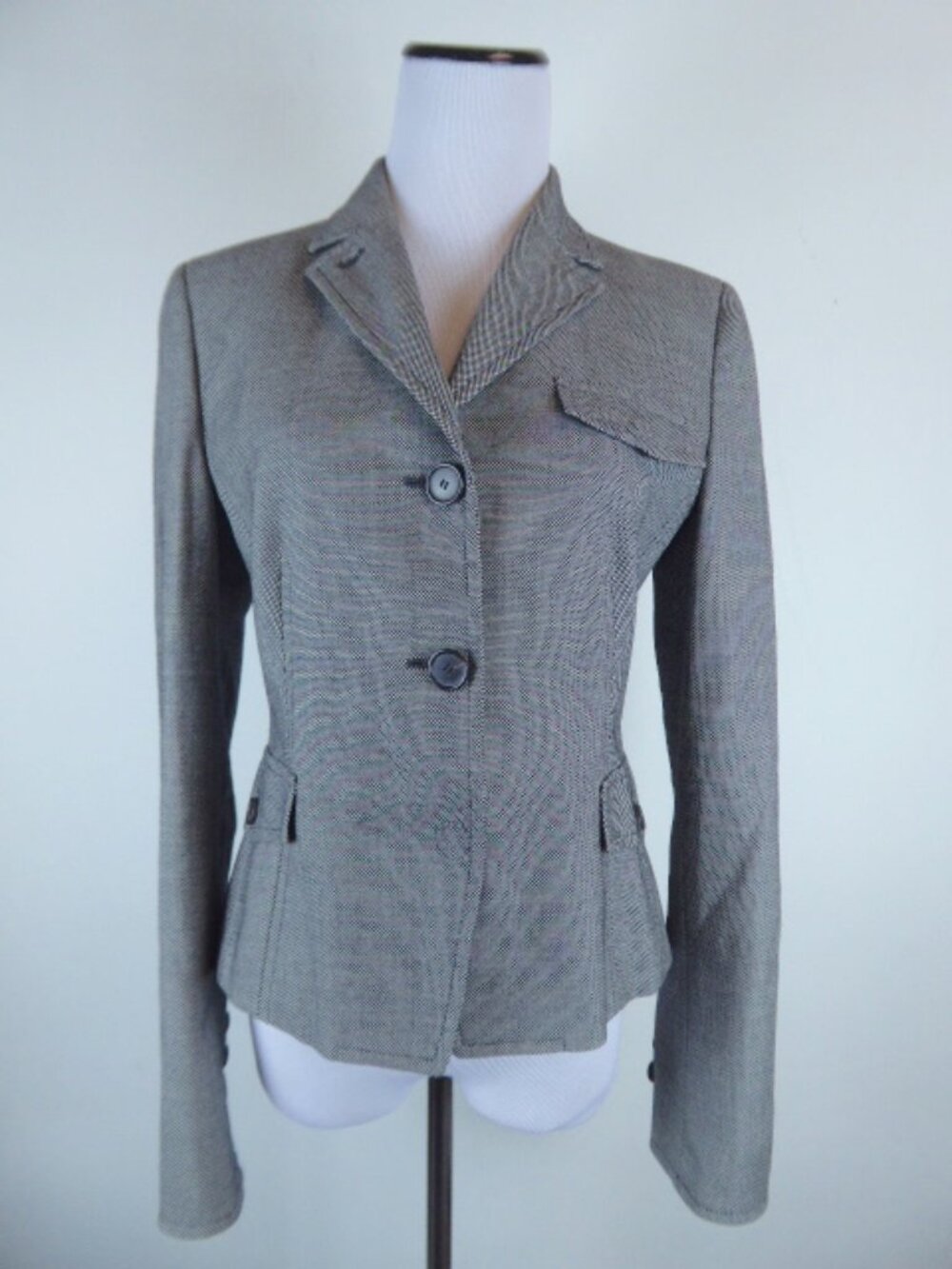 AKRIS PUNTO black tweed WOOL JACKET blazer 6 classic fr38